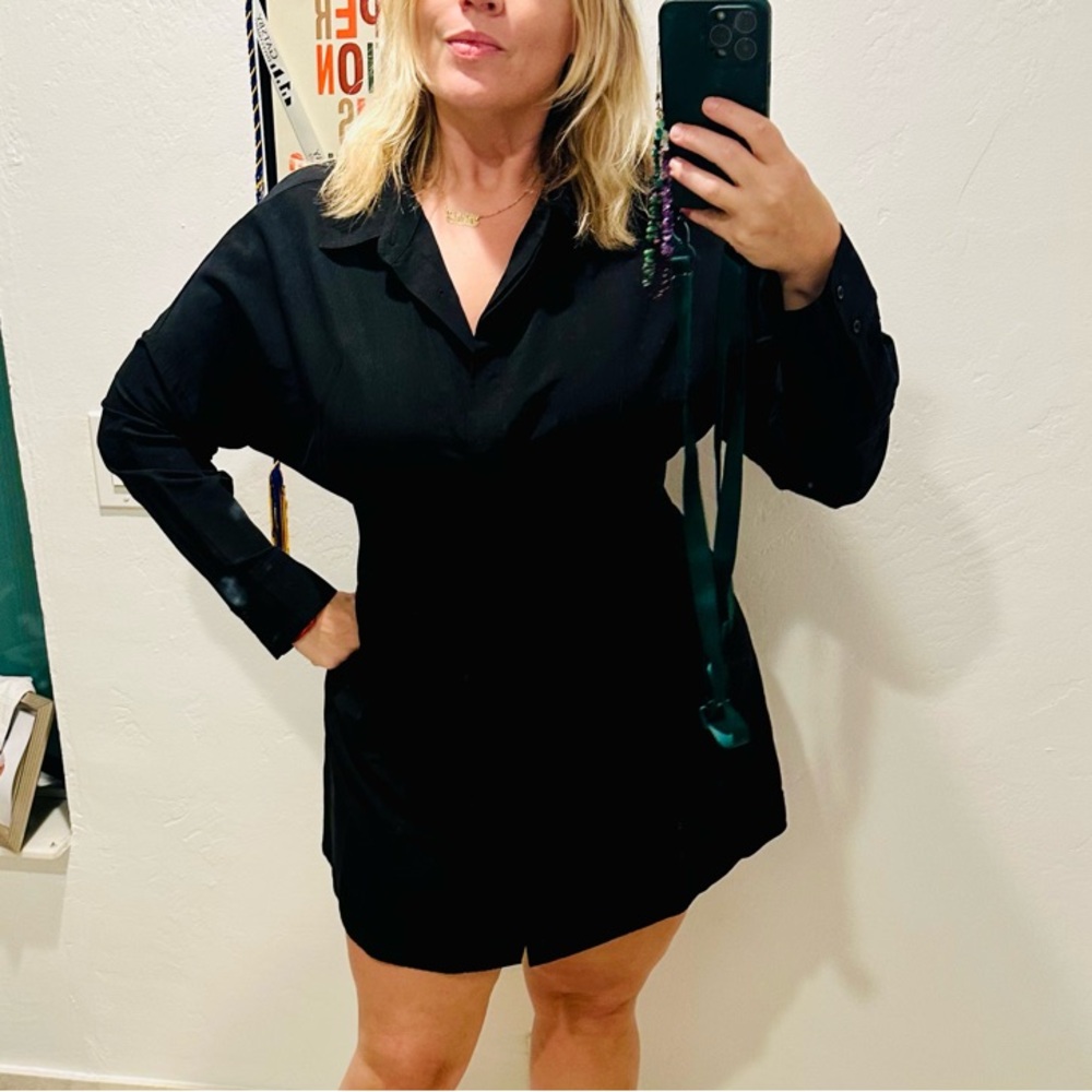Gianni Bini Black Long Sleeve Buttoned Shirt Dress